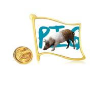 animal cate chain ecology Golden Metal Flag Lapel Pin Badge