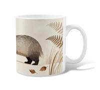 Animal Ceramic Coffee Mug, Nature Minimalistic Fern Leaf Fall Brown Novelty Hot Chocolate Mug with Handle Ideal for Friendship Family Colleague Staff Sweetheart Teachers 11 Oz