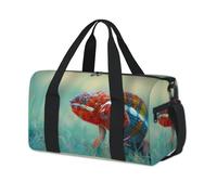 Animal Chameleon Sports Duffel Bag Chameleon Weekend Overnight Bag Tote Holdall Casual Travel Gym Duffel Bags for Kids Girls Boys Women Men