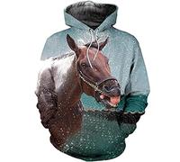 Animal champion medal horse racing 3D printed hooded sweater men's Harajuku casual zipper hoodie -S