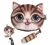 Animal Change - Portable Change Bag, Cute Coin Bag | Multifunctional Cat Zipper Coin Bag With Cat Tail Decoration, Animal Coin Bag M, marrón, Consulte la descripción, See description