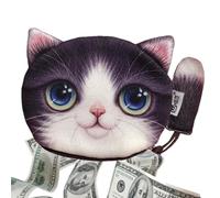 Animal Change Purse - Cartoon Coin Pouch with Zipper, Lightweight and Soft Plush | Cute Coin Bag with Cat Tail Decoration, Portable Cat Change Pouch for Cell Phone, Cards, Jewelry, Polyester, Light