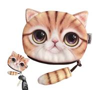Animal Change Purse for - Cat Zippered Coin Purse, Animal Coin Pouch | Cute Coin Bag with Cat Tail Decor, Change Pouch for Cell Phone, Cards, Jewelry, Brown, Light Gray, Yellow, Purple