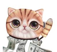 Animal Change Purse for - Cat Zippered Coin Purse | Cute Plush Coin Bag with Cat Tail Decor, Portable Change Pouch for Cell Phone, Cards, Jewelry, Keys, for Animal Lovers, Yellow, Refer to description