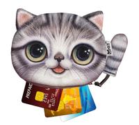 Animal Change Wallet - Adorable Cat Tail Kitty Coin Plot for Cards, Jewellery, Keys | Kitten Coin Handbag | Plush Cats - Cartoon Coins - Bag for Coins Cash Cards, Light Gray, see description, See