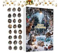 Animal Charm Advent - 26*18*3cm, 200G Box, 2D Acrylic Pendant, 24 Day Countdown | Cute Cartoon Christmas Tree Decoration Backpack Hanger Car Rearview Mirror Ornament Holiday Pa