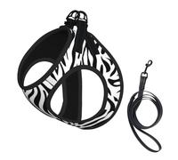 Animal Check Border Zebra Pattern,Pet Harness,Adjustable Reflective Dog Harness,Pet Leash Vest,L