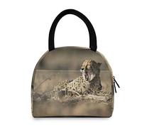 Animal Cheetah Leopard Pattern Lunch Bag for Women Insulated Cooler Tote Bag Portable Lunch Box Bag for Children Girls Men Adult Work School Picnic