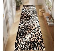 Animal Cheetah Runner Rug,80x150cm, Stylish Luxury Leopard Print Low Pile Thin Long Hallway Rugs, Washable Non-Slip Wild Animal Decor, Soft Durable Brown Rugs for Entrance Kitchen Living Room