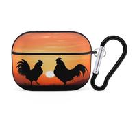Animal Chickens Airpod Pro Case AirPods 2 Case for Women Hard Shell Protective Cover with Carabiner Keychain Compatible with AirPods Case 2nd 1st Generation, Front LED Visible Black