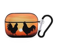 Animal Chickens AirPods Pro Case Cover with Keychain Ring PC Hard Shell Protective Case for AirPods Pro 2nd for Women Men Generation Easy Open Full Drop Protection Cover Black-Style