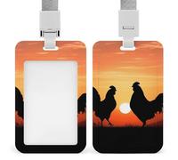 Animal Chickens Badge Holder Hard Plastic Card Case Protector Pouch Name Key Card Holder Case for Office ID Credit Cards and Proximity Key Cards