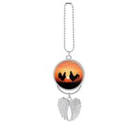Animal Chickens Car Hanging Ornament Rear View Mirror Pendant Lucky Presents Hanging Ornament Funny Car Pendant for Office Auto Home Decoration Silver-Style