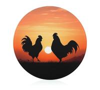 Animal Chickens Cutting Board for Kitchen Mini Cheese Chopping Board Round Tempered Glass Chopping Block for Picnic Cutting Pizza Meat Fruit(7.9 Inch)