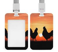 Animal Chickens Id Badge Holder,Name Tag Holder with Detachable Lanyard,Waterproof Design Id Card Holder for Office, Workplace