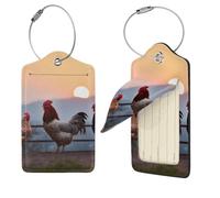 Animal Chickens Luggage Tag for Suitcase PU Leather Suitcase Tag with Stainless Steel Loop and Address Card Baggage Tags Cute Bag Name Travel Tags ID Labels for Women Men 1 PC