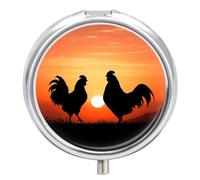 Animal Chickens Pill Box Round Portable Small Pill Case Waterproof Travel Pill Box Organizer for Pocket Purse and Daily Convenience