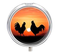 Animal Chickens Pill Box Waterproof Portable Medicine Pill Case Moisture Proof Metal Travel Pill Box with 3 Compartment Medicine Case