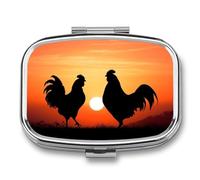 Animal Chickens Pill Case with 2 Compartment, Pill Organizer Portable Square Pill Box,Vitamin Pill Organizer for Pocket Purse and Travel