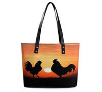 Animal Chickens Tote Bag Large Soft Leather Purse with Zipper Lightweight Ladies Shoulder Handbag