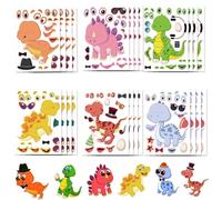 Animal Children's Sticker Stickers, A Face Making Sticker, DIY Sticker, Dinosaur Sticker Set Design for Craft Party Decoration Gift (Pack of 24)