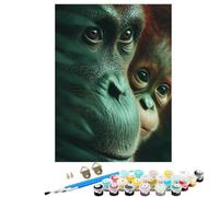 Animal Chimpanzees Paint by Numbers for Adults, Paint by Numbers, Easy Diy Oil Painting Kits on Canvas with 3 Brushes and 36 Acrylic Pigment, Hobbies for Women, Wall Decor Gifts 16x22 in BJHWK339
