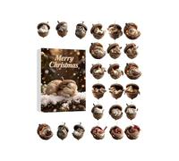 Animal Christmas Countdown Calendar 2025, 24 Days Countdown Forests Animal Acorn Ornaments, 2D Acrylic Acorn Sleeping Pendant, For Car Rearview Mirror Wall Door Winter Home Parties