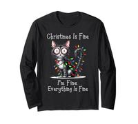 Animal Christmas Grumpy Black Cat Cats Xmas Chaos Long Sleeve T-Shirt