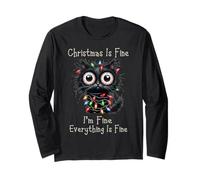 Animal Christmas Grumpy Black Cat Cats Xmas Chaos Long Sleeve T-Shirt