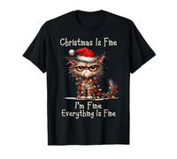 Animal Christmas Grumpy Black Cat Cats Xmas Chaos T-Shirt