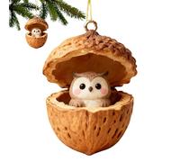 Animal Christmas Ornament, 2D Acrylic Walnut Decoration, 3.15 Inch Festive Piece with Sturdy Construction, Stylish Holiday Accessory with Design, Decorative Tree Accent for the Wind