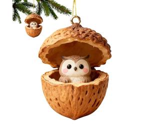 Animal Christmas Ornament, 2D Acrylic Walnut Decoration, 3.15 Inch Festive Piece with Sturdy Construction, Stylish Holiday Accessory with Design, Decorative Tree Accent for the Wind