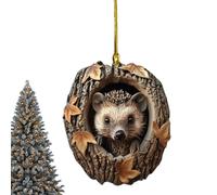 Animal Christmas Ornament - 9cm Acrylic Hanging Ornament with Little Raccoon, Squirrel, Wolf, Hummingbird & Hedgehog Crafted Patterns - Christmas Tree Decoration