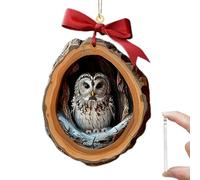 Animal Christmas Ornament,Christmas Tree Animal Pattern 2D Acrylic Ornament,Forest Decorations Owl Hanging Ornament,Friends Owl Ornaments for Christmas Tree,Keepsake Gifts for Friend Family (D)