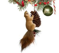 Animal Christmas Ornament,Christmas Tree Squirrel Pattern Ornament,Holiday Decor Squirrel Plush Figurine Ornaments,Christmas Tree Decorations, fores-t Animal Decoration, Christmas Decor Keepsake Gif-t