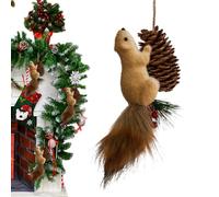 Animal Christmas Ornaments,Christmas Tree Decor Animal Figurine - Tree Squirrel Ornament Simulated Squirrel Ornament for Trees