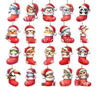 Animal Christmas Tree Decorations - 20 Pack Wooden Hanging Pendants | Rustic Holiday Ornament Collection For Winter Festival Party Home Seasonal Indoor Outdoor Decor