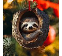 Animal Christmas Tree Ornaments, Cute Possums/Sloth/Parrot/Koala/Lemur/Cat/Rooster/Owl Christmas Tree Decorations, Christmas Tree Animal Pattern Acrylic Ornament, Fores-t Animal Decoration