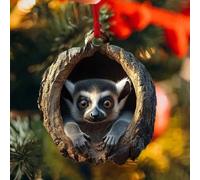 Animal Christmas Tree Ornaments, Cute Possums/Sloth/Parrot/Koala/Lemur/Cat/Rooster/Owl Christmas Tree Decorations, Christmas Tree Animal Pattern Acrylic Ornament, Fores-t Animal Decoration