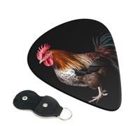 Animal Cockerel Guitar Picks 6 Pcs, 0.46mm Thickness Celluloid Plectrum with Leather Picks Holder, Personalized Guitar Pick for Bass Electric Acoustic Guitars Lovers Gift