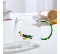 Animal Coffee Cup Cute Turtle Inside,Animal Cute Turtle Coffee Mug,Clear Glass Morning Cup with Handle,Novelty Animal Milk Tea Cup,Heat Resistant Cute Mug Animal Cup Birthday Present,400ML
