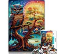 Animal Colorful Owl 1000 Piece Jigsaw Puzzle for Adults Teens,Brain Intelligence Challenge Addictive Toys for Home Decoration (75x50cm)