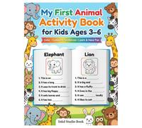 Animal Coloring and Activity Book for Kids: Fill in the blank sentences and color 26 cute animals. A fun preschool learning workbook for ages 4-8 .