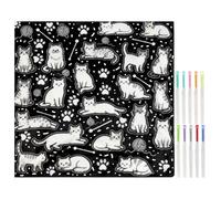 Animal Coloring Blanket With Markers, Creative Throw, 145x120cm, Fleece Throw Blankets, Soft FluffyThrows, Fun Decor, For Living Room, Bedroom, Kids
