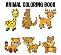 Animal Coloring Book: Cute Animal Coloring Book Bold and Easy for Adults and Children Including Giraffe, Kangaroo, Deer, Red Panda, Leopard, Squirrel and Much More!