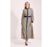 Animal Contrast Collar Printed Belted Midi Dress Principles Animal 14