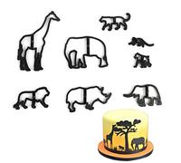 Animal Cookie Cutter Plastic Elephant Giraffe Leopard Fondant Cutter Safari Silhouette Cake Mold 8pcs