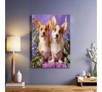 Animal Corgi Canvas Wall Art Prints 70 x 50 cm Pet Framed Artwork Poster Canvas Wall Art Ready to Hang for Living Room Bedroom Hallway Home Decorations
