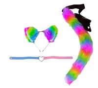 Animal Cosplay Costume Cats Ear Foxes Tail Plush Fuzzy Animal Ear Hairhoop Foxes Tail Halloween Dressing Up Party Props Cats Ears Headbands