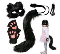 Animal Cosplay Set - Fleece Fabric, Party Cover | Small Lightweight Costume Face With Gloves And Tail, Playful Halloween Accessory For Kids Dress Up Christmas Carnival Or Themed Photo Props